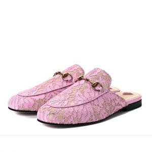 New Gucci Princetown Pink Lace